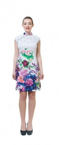 Купить Платье белое с пионами в интернет-магазине Роза Мира