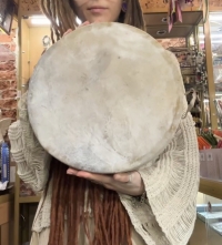 Бубен шаманский, 30 см, из кожи марала, с колотушкой. 