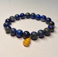 Браслет Лазурит с янтарной тыквой Ву Лу.